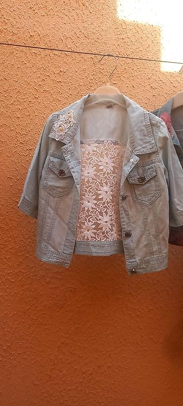 Верхняя одежда: Uşaq qız üçün denim gödəkçə + krujeva top komplekti. - Rəng: açıq — 1