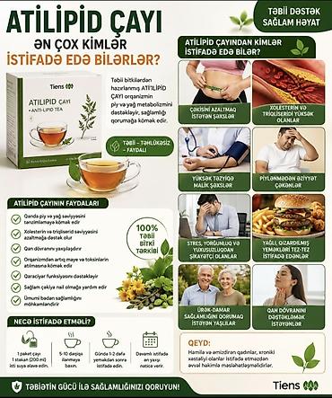 Qida məhsulları: Tiens Antilipid Çayı – Təbii tərkibli bitki çayı Xüsusiyyətlər: - — 2