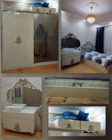 Кровати: Двуспальная кровать, Шкаф, Трюмо, 2 тумбы