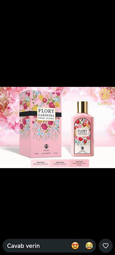 Məhsul: Orijinal ətirlər kolleksiyası 1) Sahara Flory Gardenia Pour