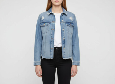 h m krótkie bluzy: H&M, Women`s jeans jacket, size S