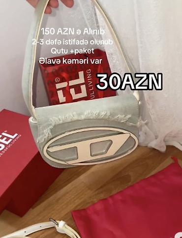 Çantalar: Diesel çiyin/çarpaz çanta - Rəng: açıq boz-ağ kombinasiyası, ön — 1