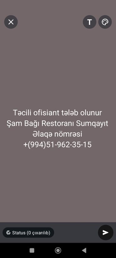 Ofisiantlar: Ofisiant tələb olunur, Restoran, Gündəlik ödəniş, 18-29 yaş, 1-2 illik təcrübə