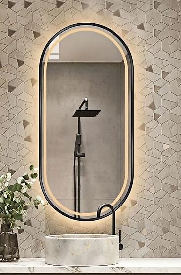 hamam dekoru: Güzgü Divar üçün, Oval, Hamam üçün, Arxa işıqlı — 1