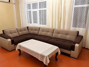 Künc divan satılır. - Rəng: qəhvəyi-bej kombinasiya, iki rəngli