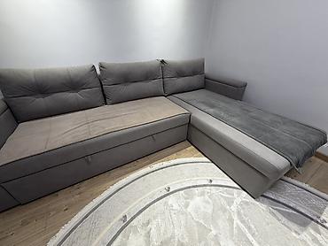 sofa: Угловой диван с оттоманкой, серый - Конфигурация: Г‑образная — 1