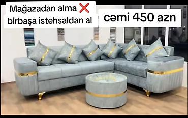 Künc divan dəsti – zərif dizayn, qızılı detallarla Xüsusiyyətlər: -