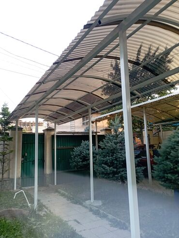 Сварка: Навес из поликарбоната с металлическим каркасом. Подходит для создания — 20