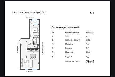 14: 2 комнаты, 78 м², Советская/Скрябина Элитка, 14 этаж — 3