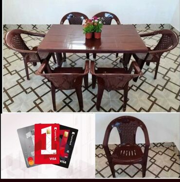 bağ üçün stol stul: Yeni, Dördbucaq masa, 6 stul, Açılan, Stullar ilə, Plastik, Türkiyə