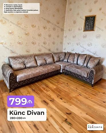 Ev və bağ: Künc Divan – 280×200 sm - Mexanizm: açılan, bazalı (yataq funksiyalı — 1