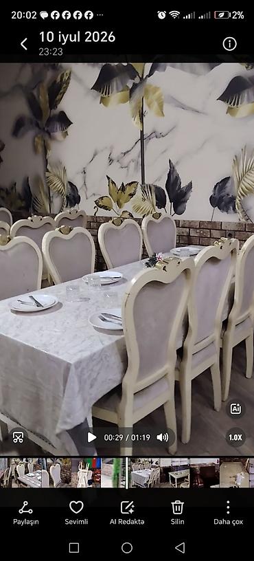 bağ stulları: Stullar ilə, Düz masa, 6 nəfər — 1