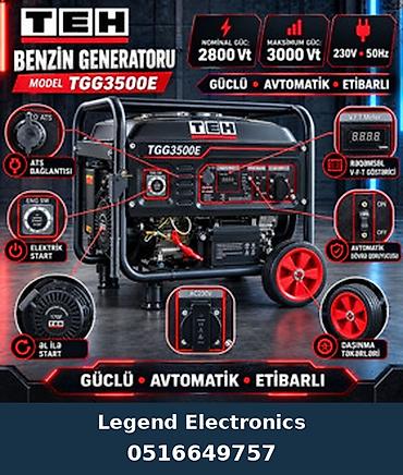 pec satilir: Elan başlığı: Benzin generatoru TEH TGG3500E, 2.8 kVt Elan mətni: TEH — 1