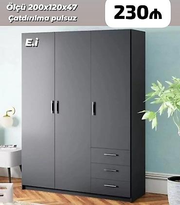 Ev üçün mebel: Qarderob şkafı – 3 qapılı, 3 çekmecəli, asılqan və rəf üçün bölmələr — 1