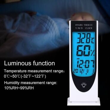 Градусники, тепловизоры: Termometr HTC 8 İşiqli ekran Termometr + Rütubət + Saat + Ayin tarixi