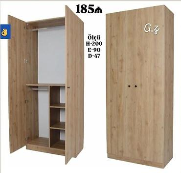 Ikiqapılı geyim dolabı - Material: ağac teksturalı laminat (təbii