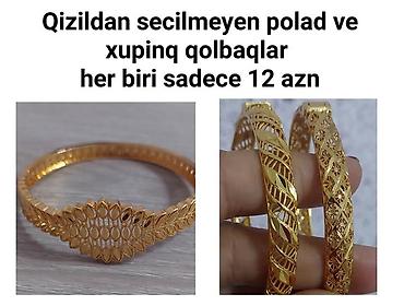 Bijuteriya dəstləri: Zərgərlik aksesuarları seçimi - Xupinq qolbaq: Rus qızılına bənzəyən — 13