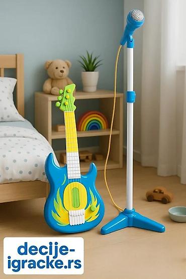 Muzički instrumenti za decu: Dečiji muzički set – gitara i mikrofon na stalku - Komplet sadrži — 1