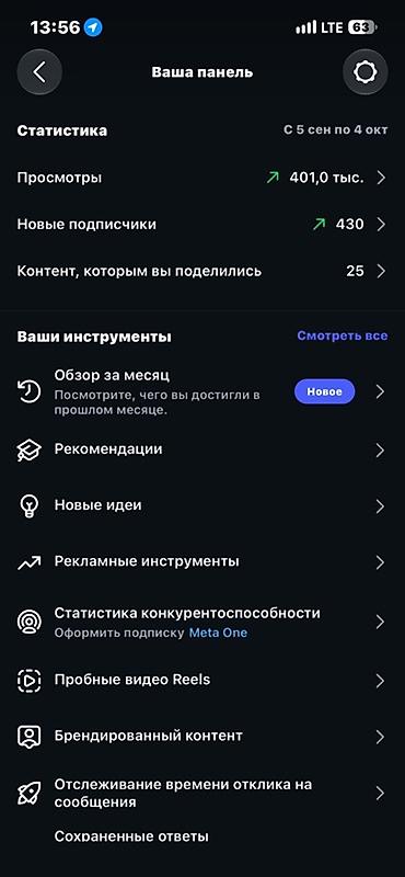 рекламная вывеска с подсветкой: Instagram, Ведение страницы — 1