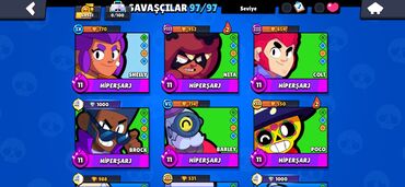 Açıqcalar: Brawl Stars hesabı - Kupa: 64 931 - Qızıl: 64 931 - Kristal/daş: 1 — 2