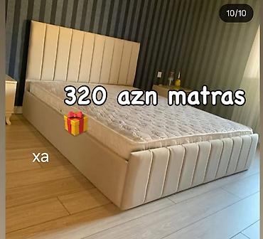 mebel taxtalari: Mebel dəsti: yumşaq başlıqlı, krem rəngli taxta karkaslı çarpayı və — 1