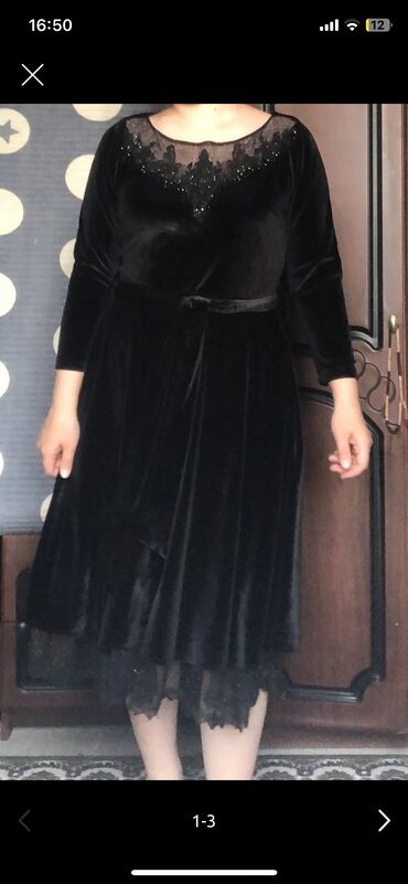 бордовое трикотажное платье: Кече көйнөгү, 3XL (EU 46)