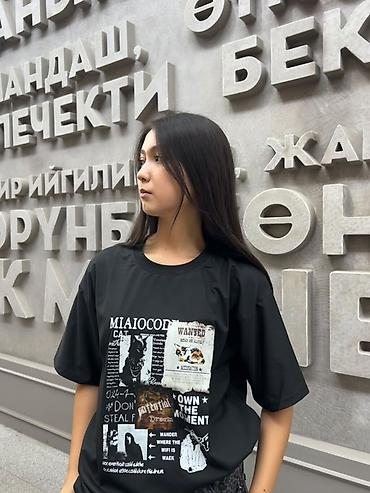 прикольные принты на футболки: Футболка oversize с выразительным принтом - Материал: 100% хлопок — 2
