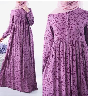 Вечерние платья: ESMA BUTIKDEN ALINIB.Bənövşəyi tonlarda, tam uzunluqlı, naxışlı həcmli