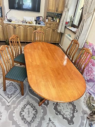 study table: Обеденная группа из дерева: овальный стол и 5 стульев. Стол 2м длина 1 — 1