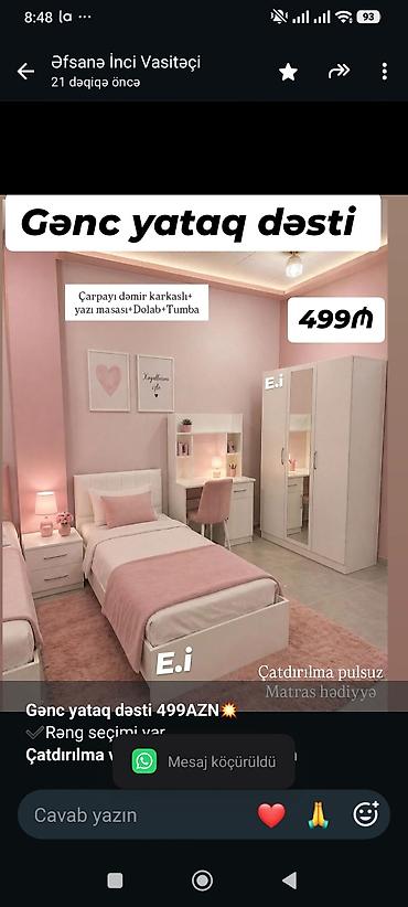 *Gənc yataq dəsti 499AZN💥* ✔️Rəng seçimi var *Çatdırılma və