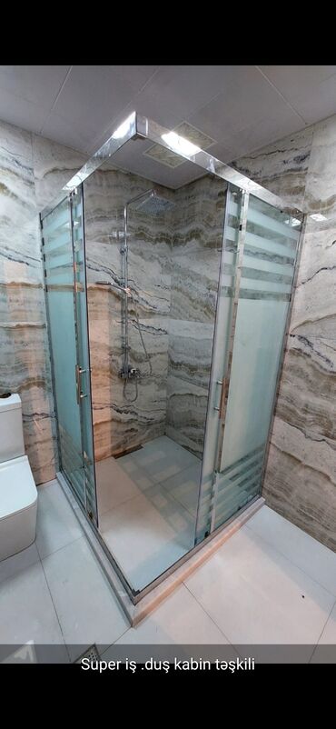Duş kabinaları, arakəsmələr: Yeni Üstü açıq kabina, Künc üçün, Pulsuz çatdırılma — 14