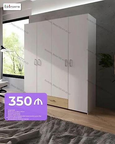 4 qapılı dolab – Konforto Mebel - Ölçü: D 47 × H 200 × E 160 sm -