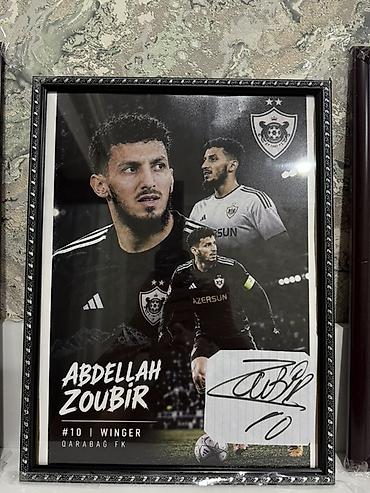 qarabağ gent: Abdellah Zoubir Original imzasi ile temalı imzalı poster (çərçivəli) — 2