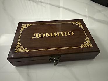 Taxta qutuda domino dəsti - Klassik domino oyunu üçün tam dəst - Üstü