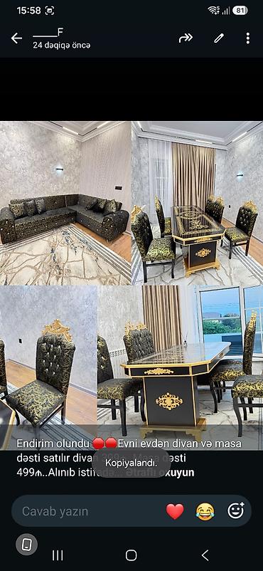 купить стол для компьютера: Endirim olundu 🛑🛑Eyni evdən divan və masa dəsti satılır divan — 1