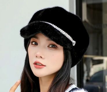 детские зимние шапки: Qadınlar üçün zərif papaq - Rəng: qara - Stil: newsboy/beret
