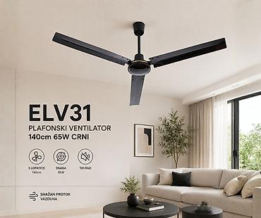 pos racunari: ELV31 plafonski ventilator – 140 cm, 65 W, crni - Prečnik: 140 cm - 3 — 1
