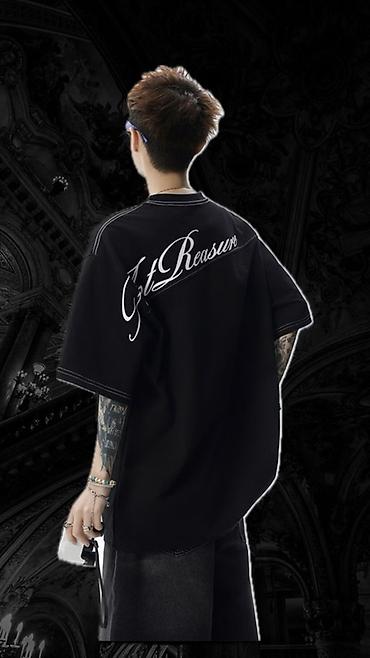Свободная футболка oversize с коротким рукавом. - Цвет: черный -