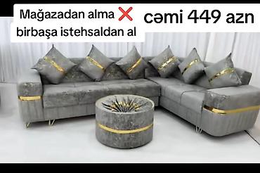 delloro mebel instagram: Künc divan dəsti – müasir dizayn - Rəng: boz, qızılı dekor xəttləri — 1