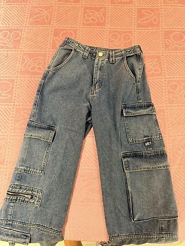 Брюки: Geniş kəsimli denim kargo şalvar - Material: klassik mavi denim (cəmi — 1
