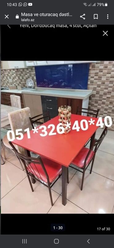 Masa və oturacaq dəstləri: Mətbəx üçün, Yeni, Açılmayan, Dördbucaq masa, 4 stul -da lalafo.az — 16 Masa və oturacaq dəstləri: Mətbəx üçün, Yeni, Açılmayan, Dördbucaq masa, 4 stul — 16