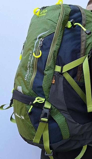 Sportske torbe i rančevi: Planinarski/trekking ranac Adventure 50L – maslinasto zeleni sa fluoro — 14