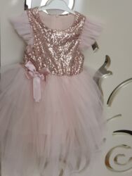 11 yasli qizlar ucun donlar: Uşaq üçün şənlik donu – pudra çaları - Üst hissə: qızılı-rozə