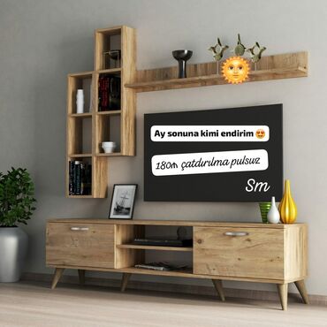 стильная прихожая мебель: Yeni, Düz TV altlığı, Polkalı