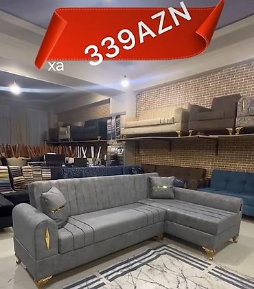 parça stul: Künc divan – müasir dizaynlı, boz rəngdə, qızılı detallarla. - — 1