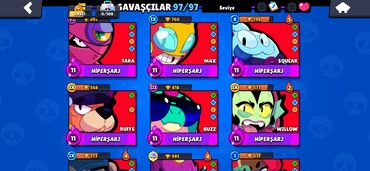 Açıqcalar: Brawl Stars hesabı - Kupa: 64 931 - Qızıl: 64 931 - Kristal/daş: 1 — 6