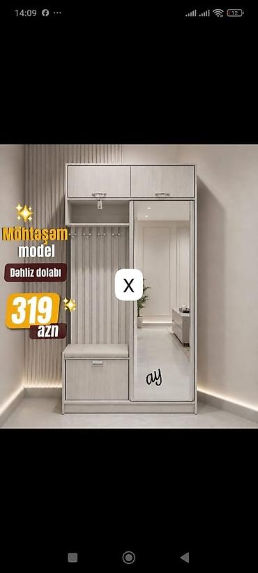 Dolablar: Möhtəşəm model dəhliz dolabı – 319 AZN - Rəng: açıq ağac/boz tonları — 1