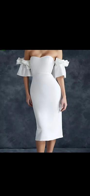 Şəxsi əşyalar: L razmer Ağ rəngli, elegant midi don. - Model: off-shoulder — 2