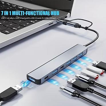 fly ds110: 3.0 7-u-1 USB C Hub, 5V režim napajanja, kompatibilan sa tabletom, USB — 5