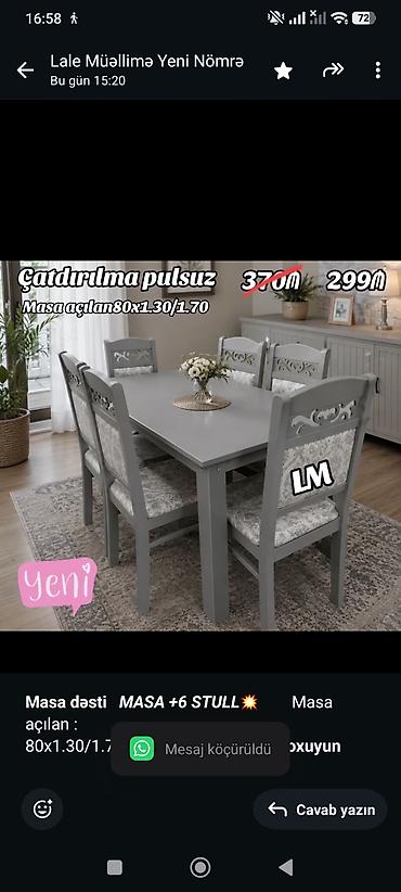 masa ev: *Masa dəsti* _*MASA +6 STULL💥*_ Masa açılan  — 1